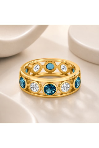 Anello - Argento placcato oro giallo, topazi e zirconi
