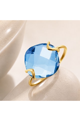 Anello Argento, quarzo e placcato oro giallo