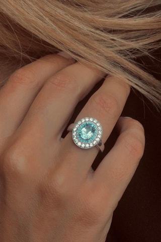 Anello - Argento, topazio e turchesi