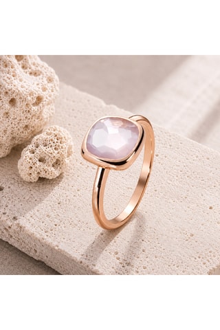 Anello - Argento placcato oro rosa e quarzo