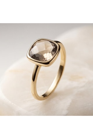 Anello - Argento placcato oro giallo e quarzo fumé