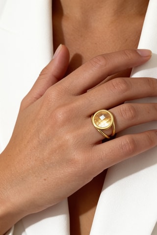 Anello - Argento sterling laminato oro fino giallo e citrino