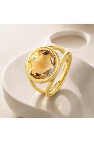 Anello - Argento sterling laminato oro fino giallo e citrino