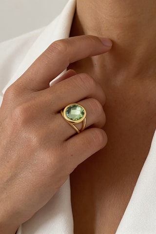 Anello - Argento sterling laminato oro fino giallo e ametista