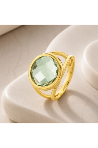 Anello - Argento sterling laminato oro fino giallo e ametista