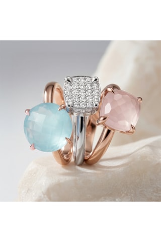 3 anelli - Argento, placcato oro rosa e zircone