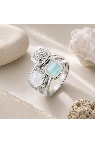 Anello - Argento, pietra di luna e calcedonio
