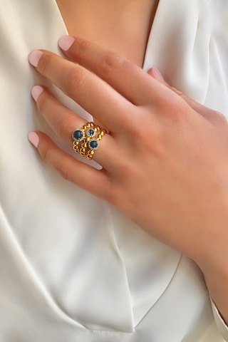 Anello - Argento placcato oro giallo e quarzo
