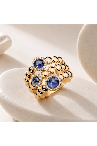 Anello - Argento placcato oro giallo e quarzo