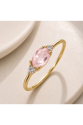 Anello - Argento placcato oro giallo e quarzo
