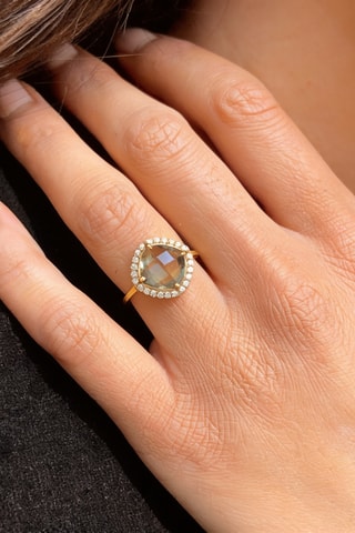 Anello - Argento placcato oro giallo e ametista