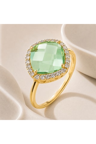 Anello - Argento placcato oro giallo e ametista