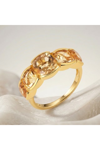 Anello - Argento placcato oro giallo e citrini