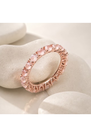 Anello - Argento placcato oro rosa e quarzo