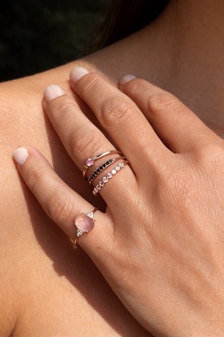Anello - Argento placcato oro rosa e quarzo rosa