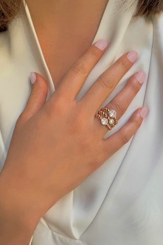 Anello - Argento placcato oro fino rosa e quarzo