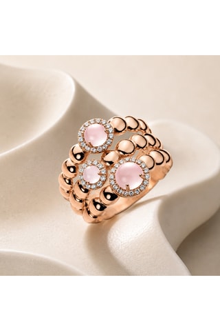 Anello - Argento placcato oro fino rosa e quarzo