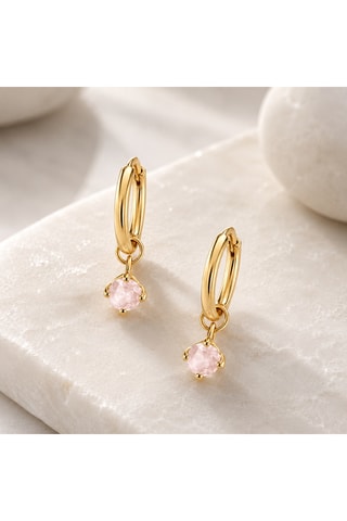 Orecchini - Argento placcato oro rosa e quarzo rosa