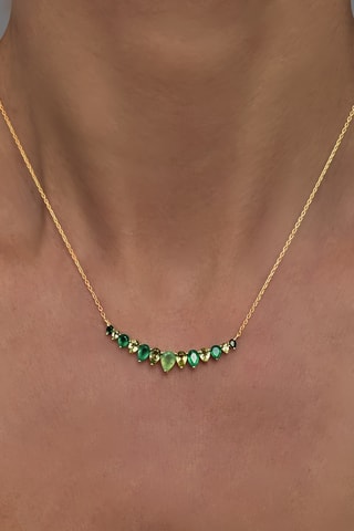 Collana - Argento placcato oro giallo, onice e peridoti