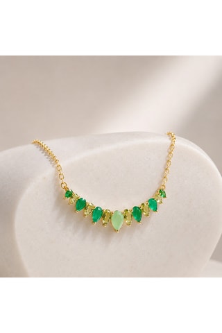 Collana - Argento placcato oro giallo, onice e peridoti