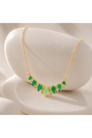 Collana - Argento placcato oro giallo, onice e peridoti