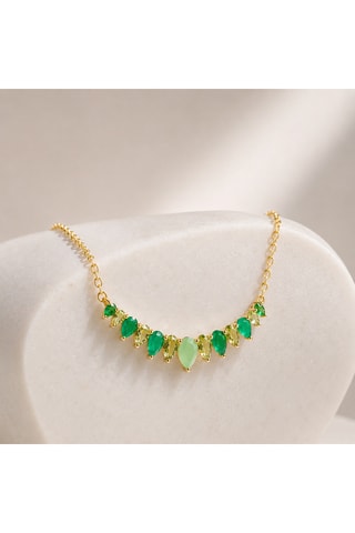 Collana - Argento placcato oro giallo, onice e peridoti