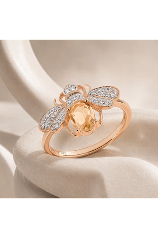 Anello - Argento placcato oro giallo e citrino