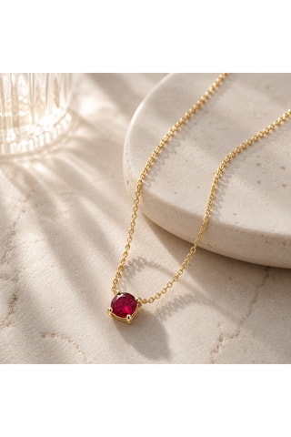 Collana Argento placcato oro giallo e rubino