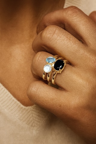 Anello - Argento, topazio e madreperla