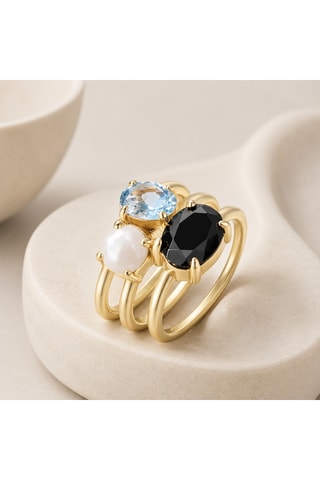 Anello - Argento, topazio e madreperla