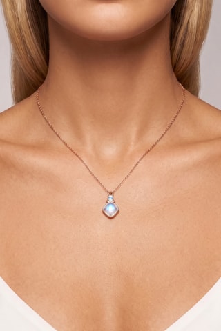 Collana - Argento placcato oro rosa, pietra di luna e topazio