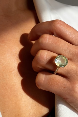 Anello - Argento sterling laminato oro fino giallo e ametista