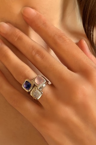 Anello - Argento, quarzo e calcedonio