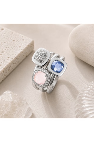 Anello - Argento, quarzo e calcedonio
