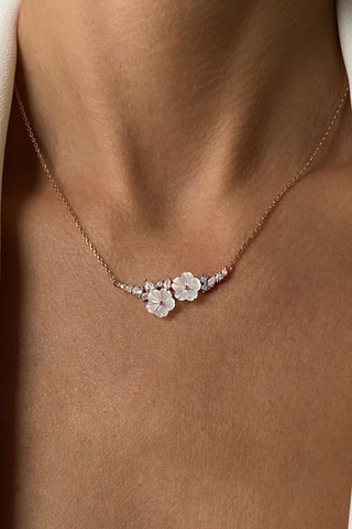 Collana - Argento laminato oro rosa e madreperla