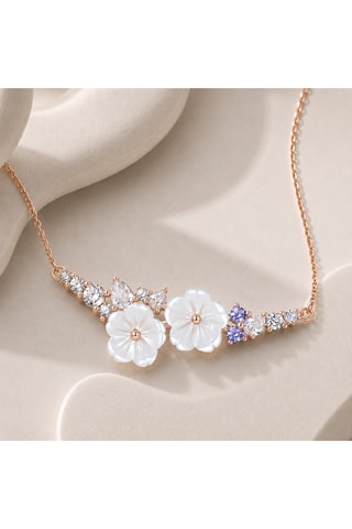 Collana - Argento laminato oro rosa e madreperla