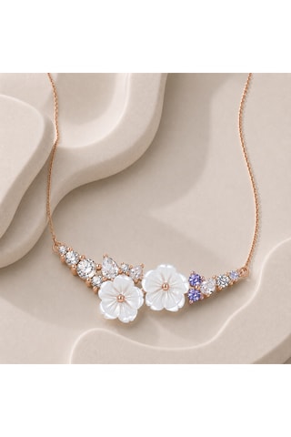 Collana - Argento laminato oro rosa e madreperla