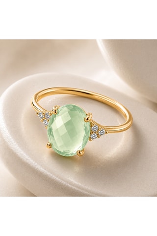 Anello - Argento placcato oro rosa e ametista