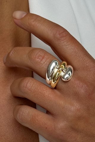 Anello - Argento placcato oro giallo e bianco