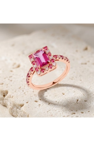 Anello - Argento placcato oro rosa, topazi e zirconi