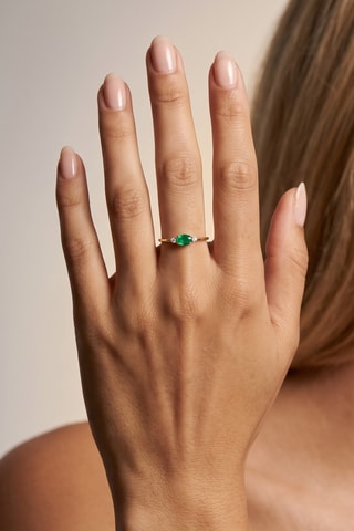 Anello - Argento placcato oro giallo e calcedonio 