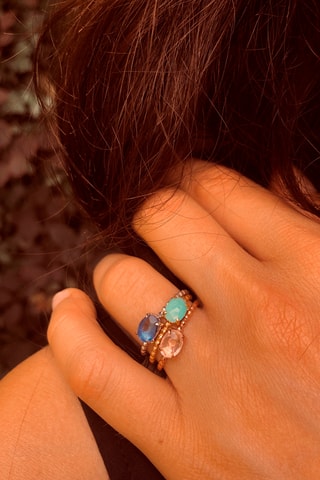 3 anelli - Argento, amazzonite, tanzanite e quarzo