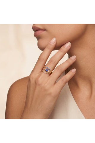 Anello - Argento placcato oro giallo, diamanti e zaffiri
