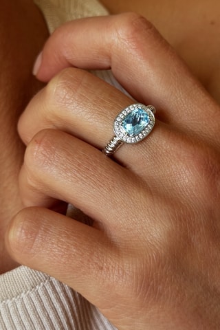 Anello - Argento placcato oro giallo, topazio e zirconi