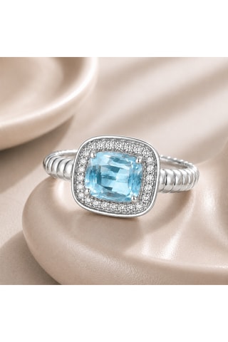 Anello - Argento placcato oro giallo, topazio e zirconi