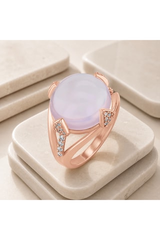 Anello Argento placcato oro rosa e quarzo