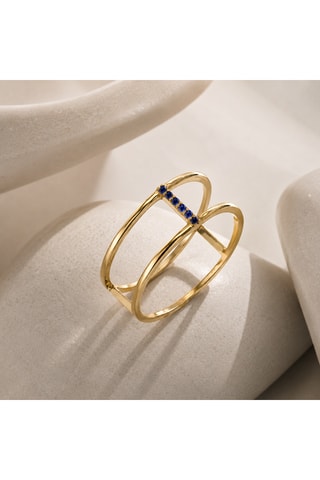 Anello Argento placcato oro giallo e zaffiri