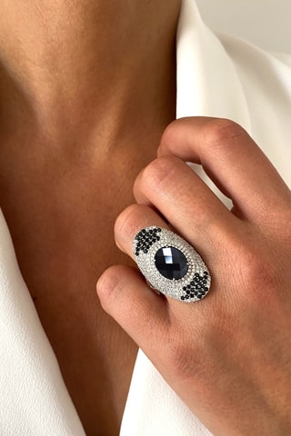 Anello - Argento, onice e spinelli