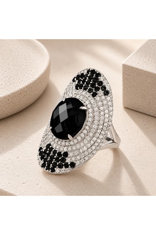 Anello - Argento, onice e spinelli