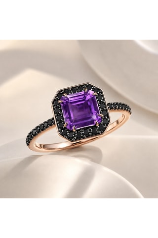 Anello - Argento placcato oro rosa, ametista e spinelli
